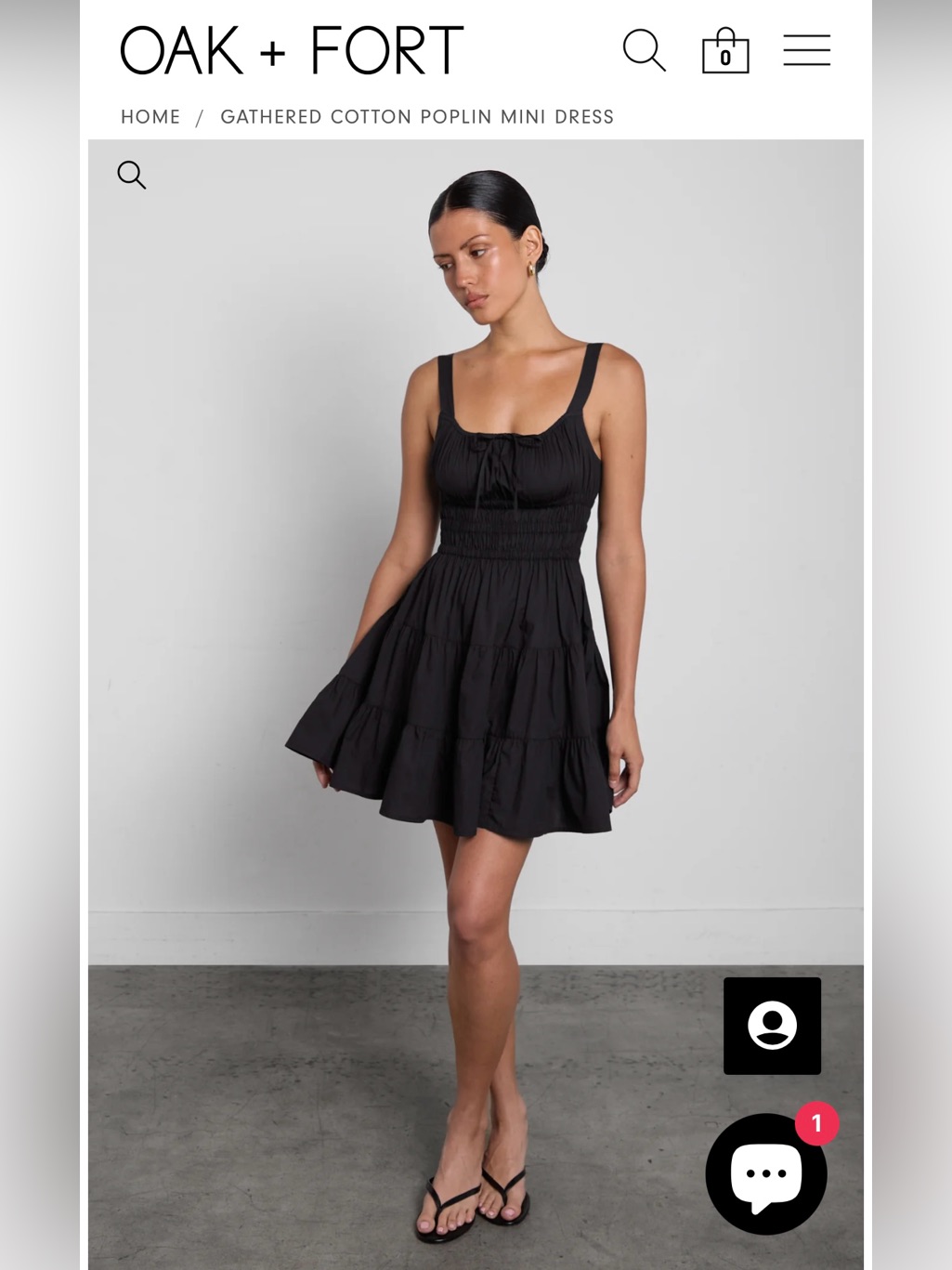 Oak + Fort Red Gathered Poplin Tie-Front Mini Dress